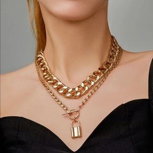 ¥18k Multiplayer Cuban Lock Necklace